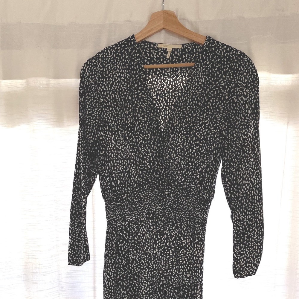 MAJE Black & White print midi dress_size 40